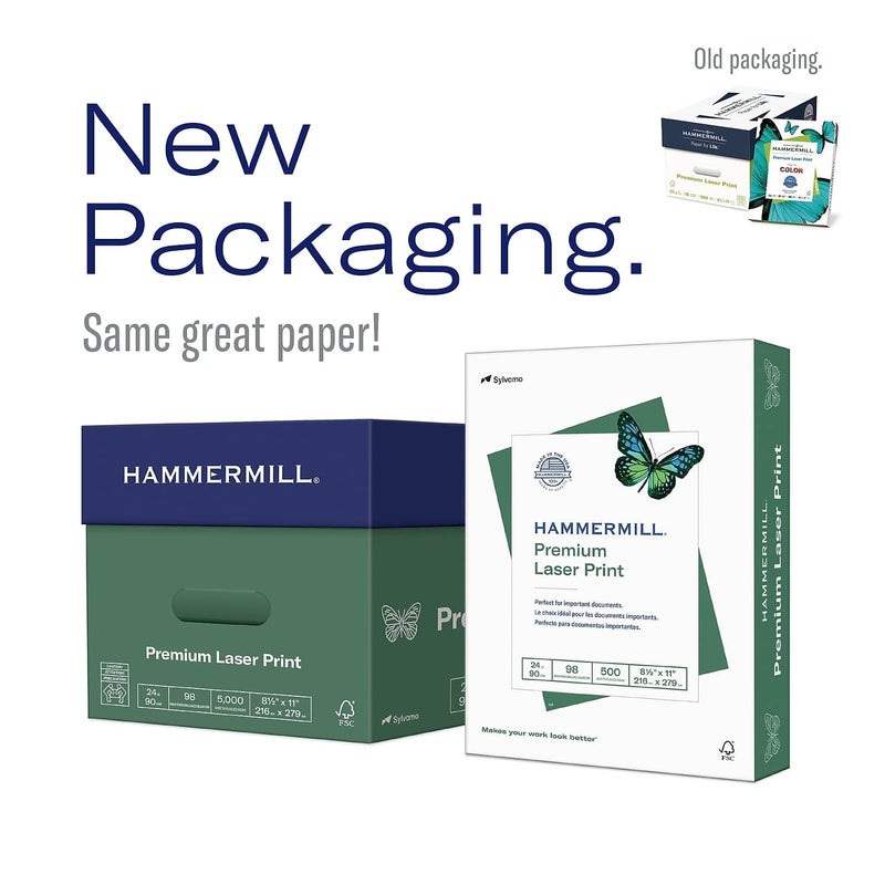 Hammermill Printer Paper, Premium Laser Print 32 lb, 8.5 x 11-98 Bright, Made in the USA, 104646R - 1 Ream (500 Sheets) - Image 2
